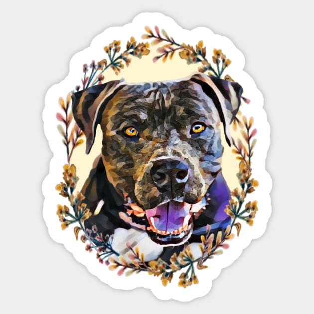 Pitbull - Floral Sticker by RainbowAndJackson